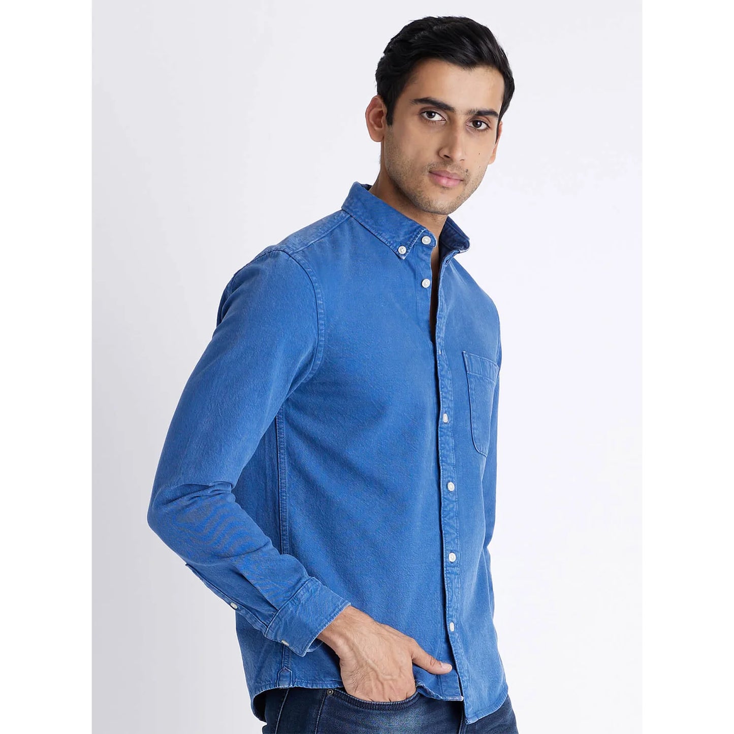 Blue Printed Cotton Shirt