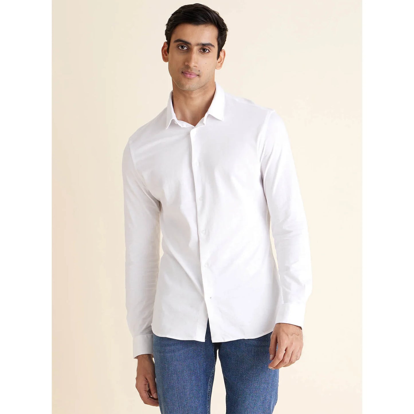 White Solid Cotton Shirt