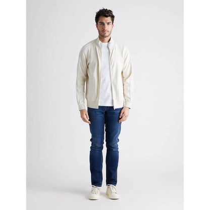 Off White Solid Cotton Blend Sweatshirt