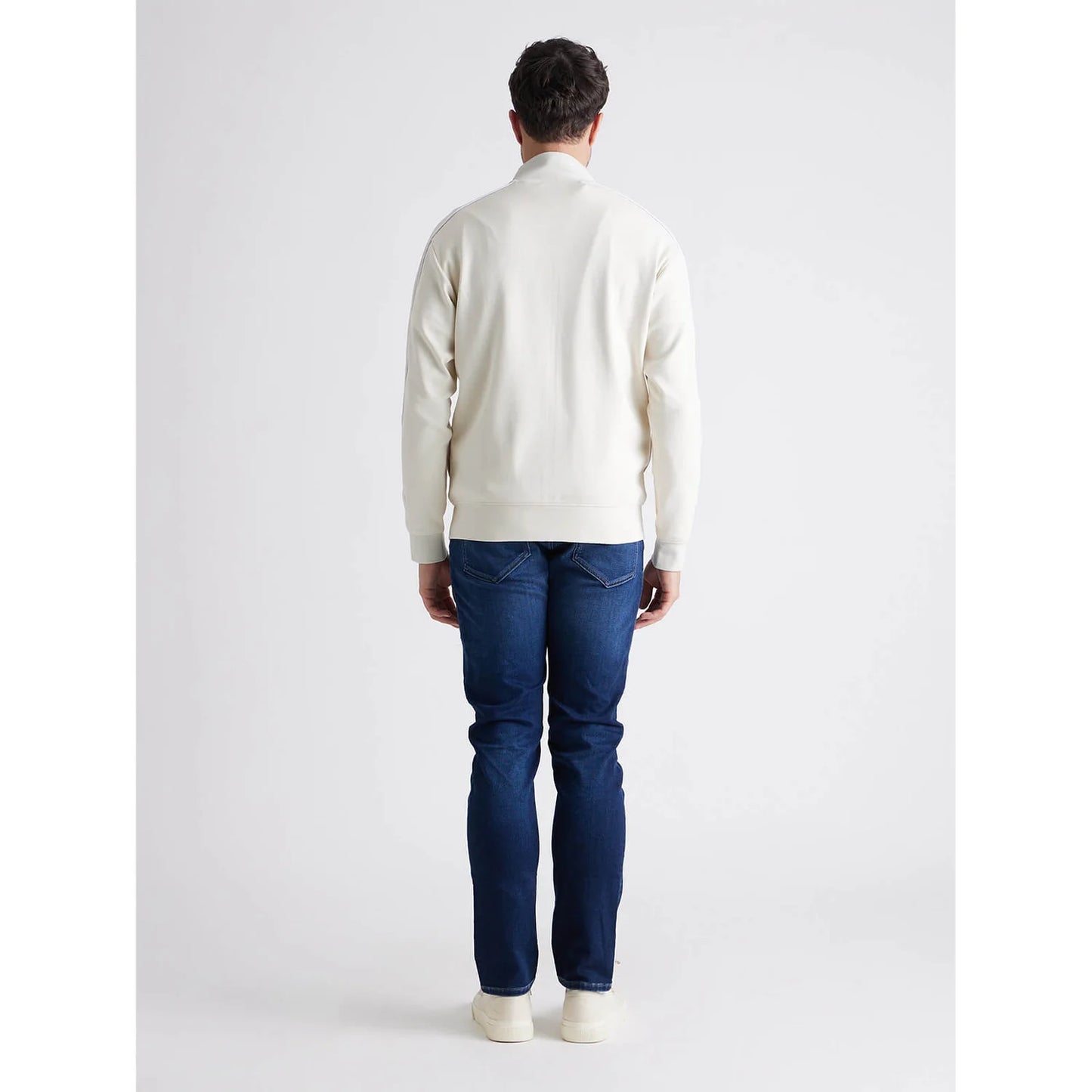 Off White Solid Cotton Blend Sweatshirt