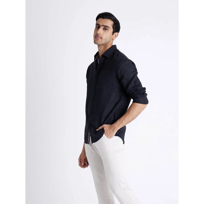 Black Solid Linen Shirt