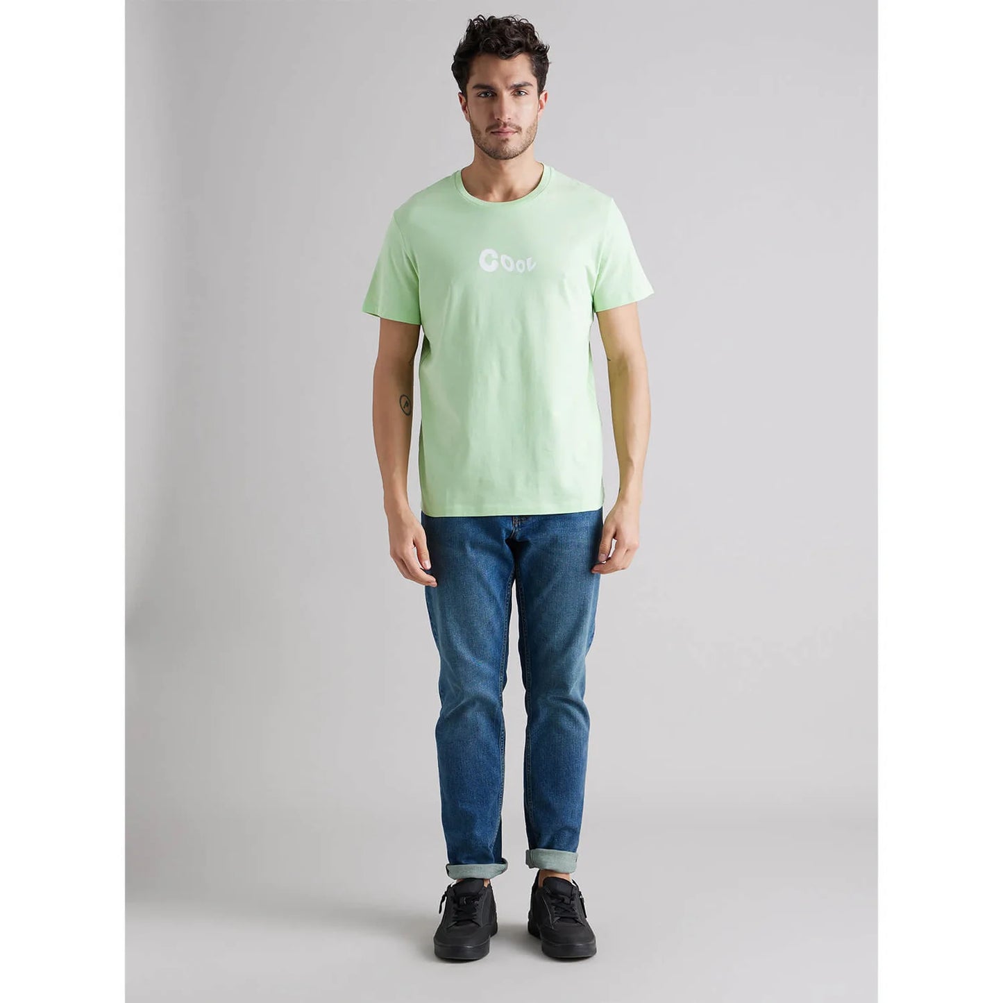 Green Solid Cotton T-shirt