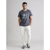 Celio* Graphics Regular Fit Cotton Grey T-Shirt