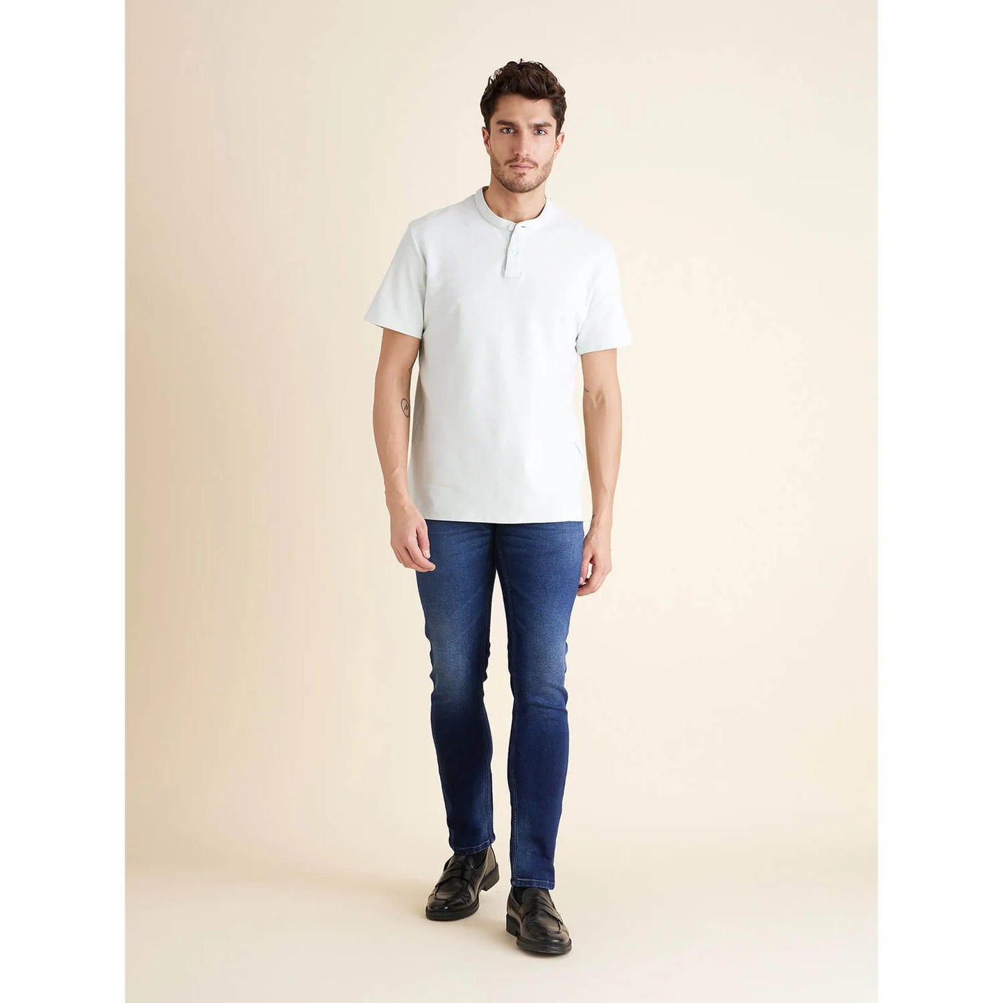 Celio* Solid Regular Fit Cotton White T-Shirt