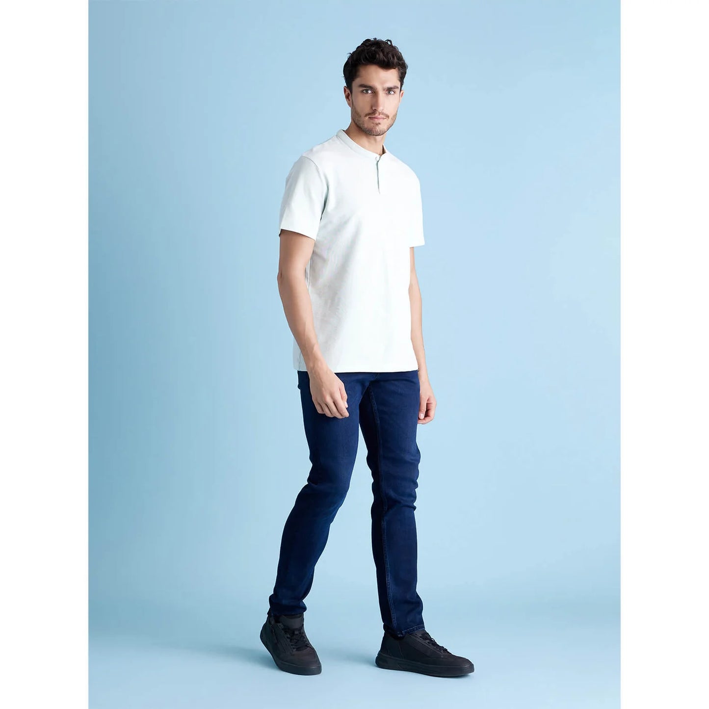 Celio* Solid Regular Fit Cotton White T-Shirt