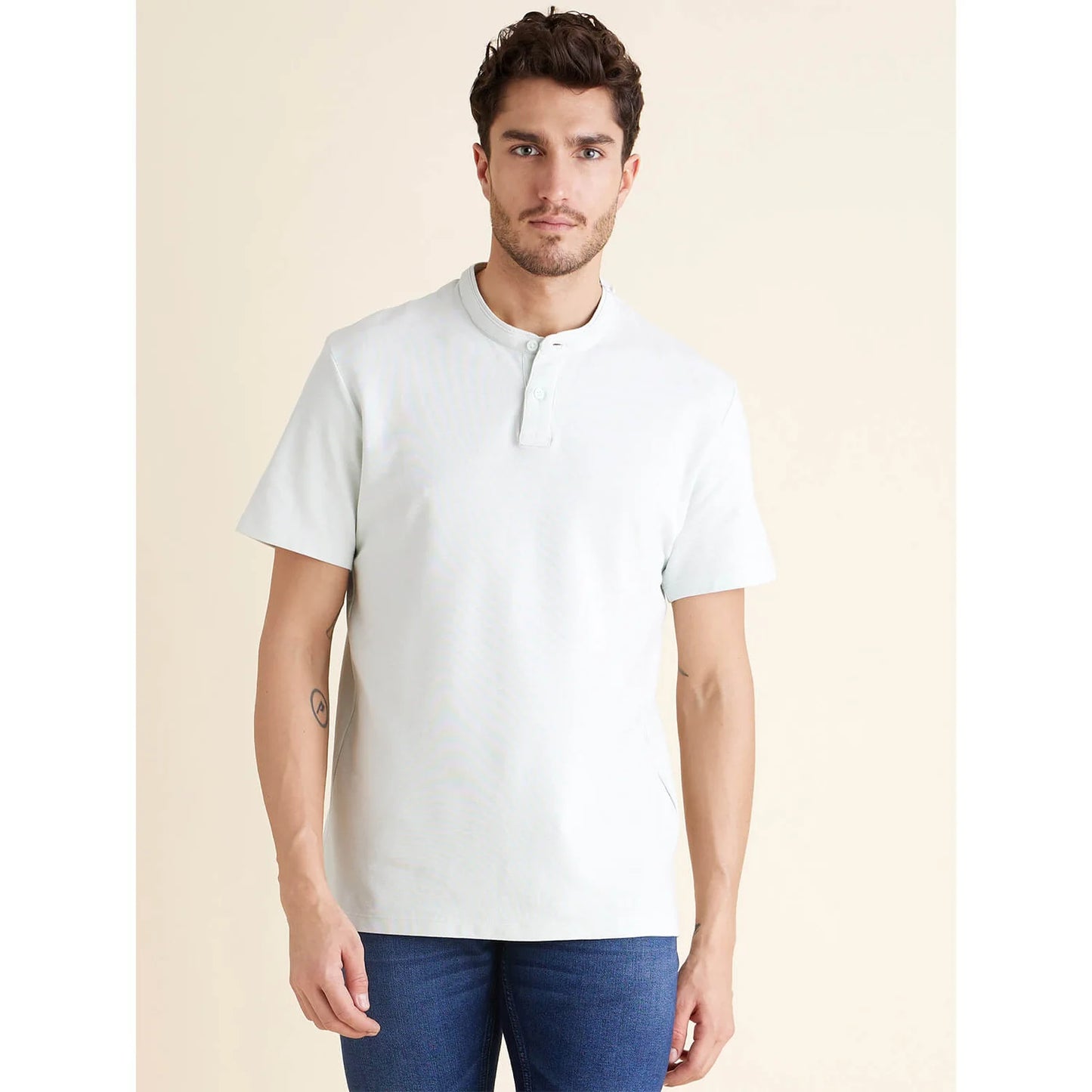 Celio* Solid Regular Fit Cotton White T-Shirt
