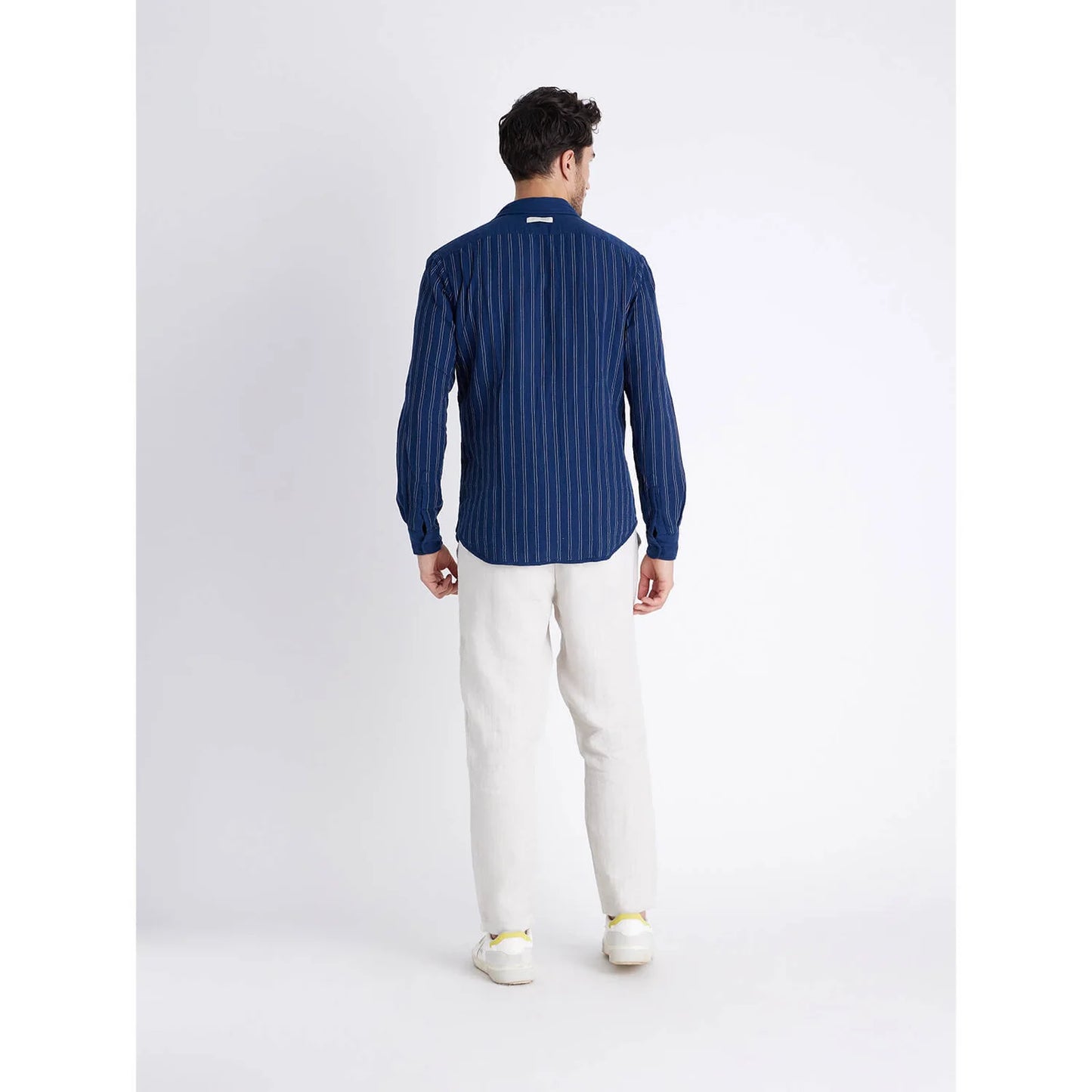 Navy Blue Striped Cotton Shirt