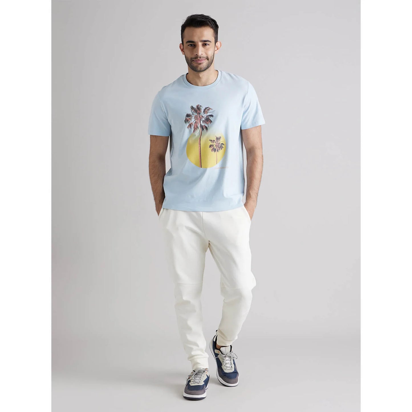 Blue Graphic Printed Cotton T-shirt