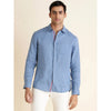 Celio* Solid Regular Fit Linen Blue Shirt