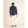 Celio* Striped Regular Fit Cotton-Blend Navy Blue Shirt
