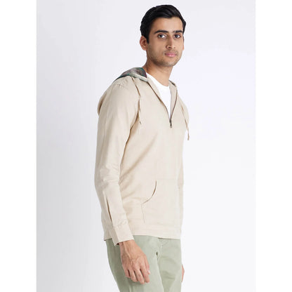 Beige Solid Linen-Blend Shirt