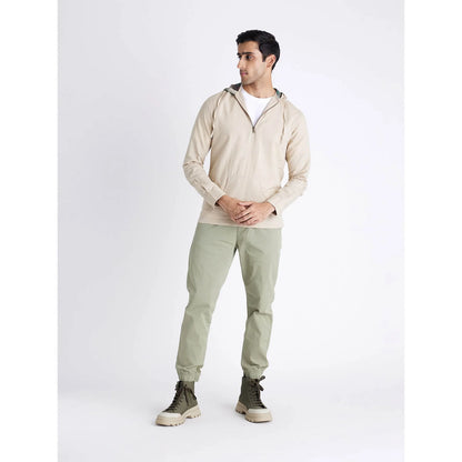 Beige Solid Linen-Blend Shirt