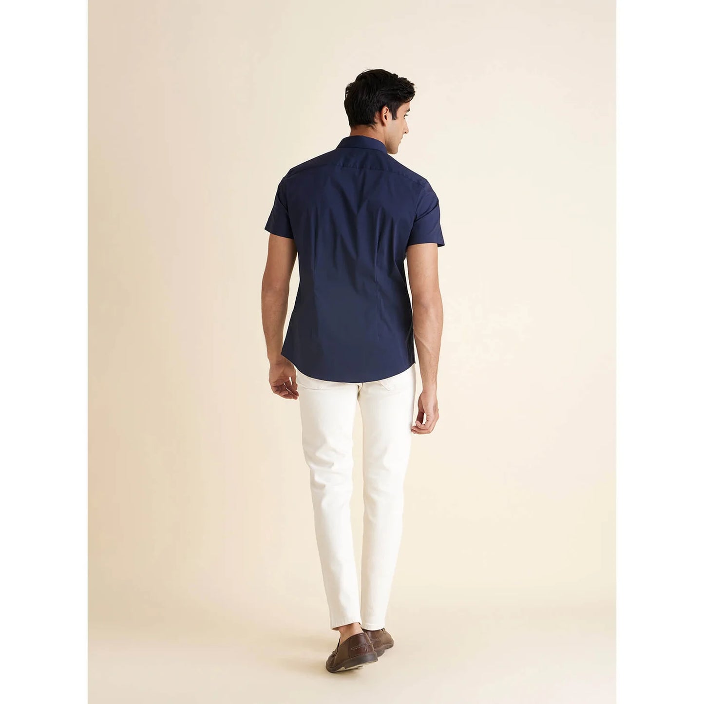 Navy Blue Solid Polycotton Shirt