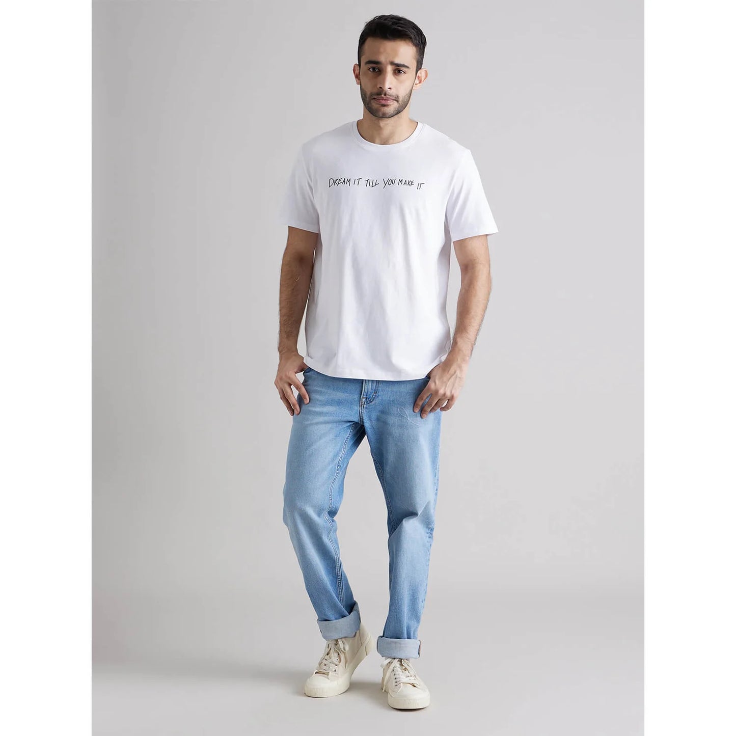 White Graphic Printed Cotton T-shirt