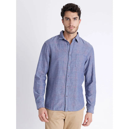 Blue Solid Cotton Shirt