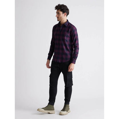 Burgundy Checks Cotton Shirt