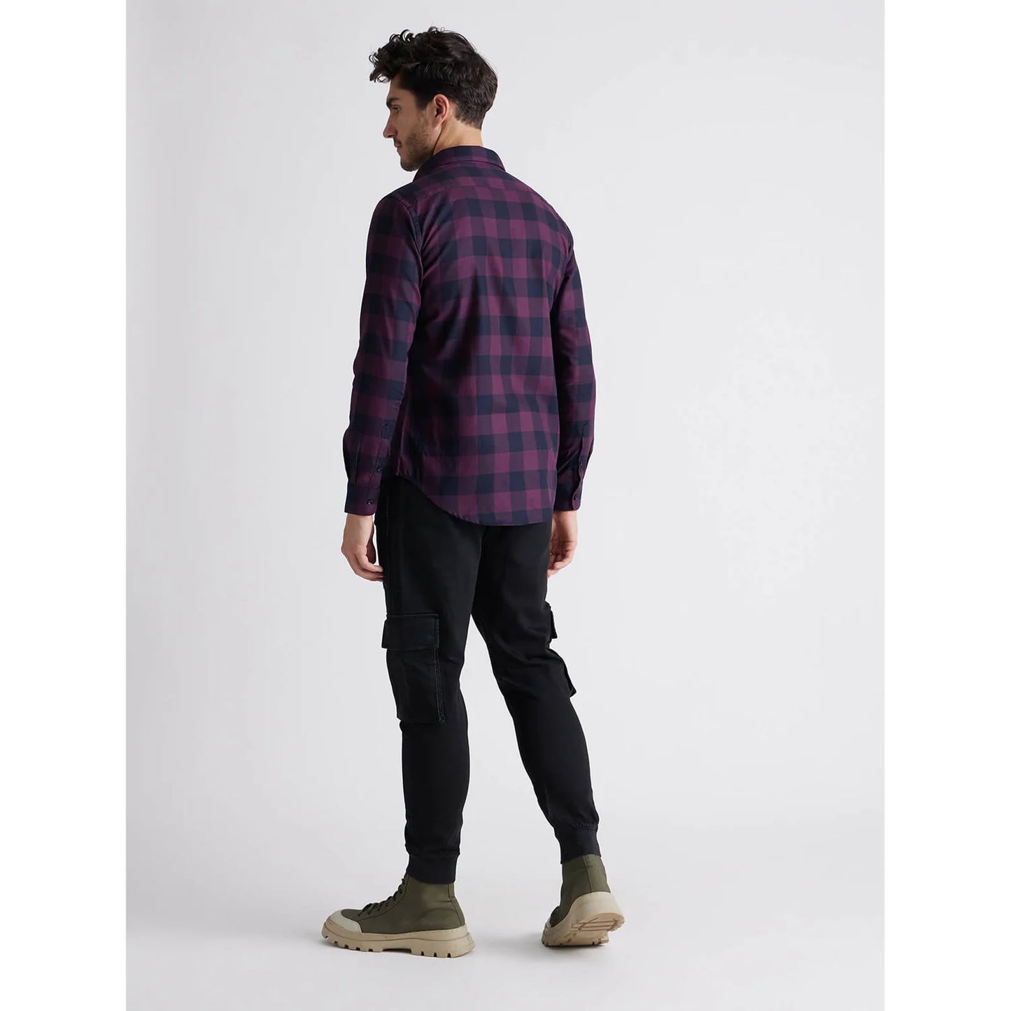 Burgundy Checks Cotton Shirt