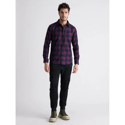 Burgundy Checks Cotton Shirt