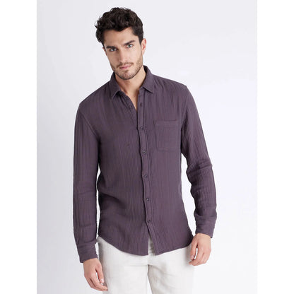 Brown Solid Cotton Shirt