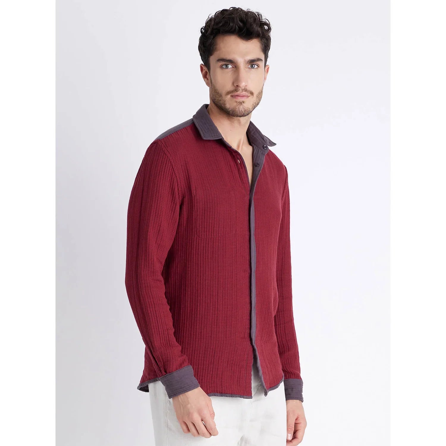 Red Solid Cotton Shirt