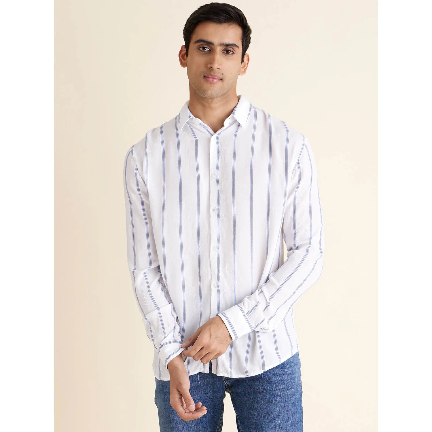 Blue Striped Viscose Shirt