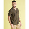 Celio* Striped Regular Fit Cotton Green Shirt