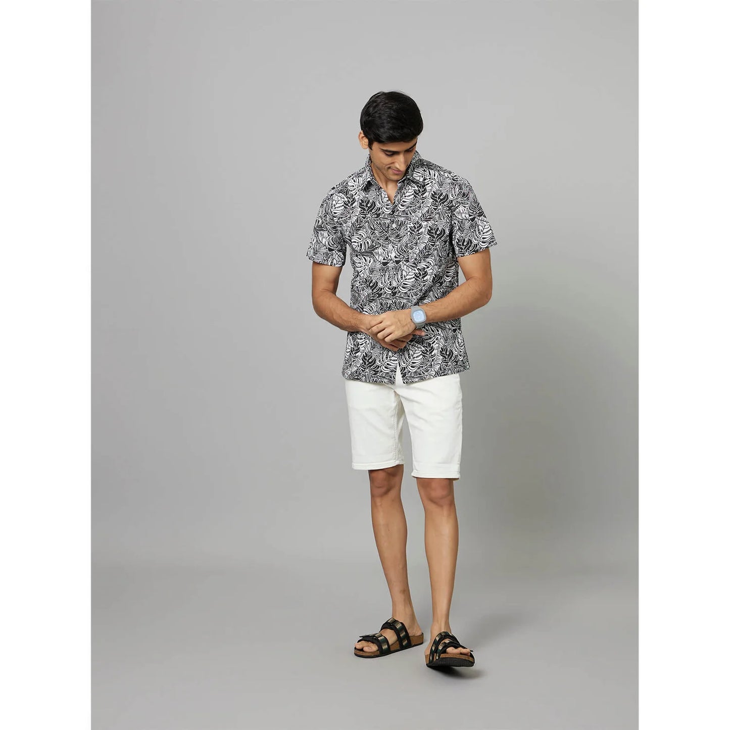 Celio* Tropical Regular Fit Cotton White Shirt