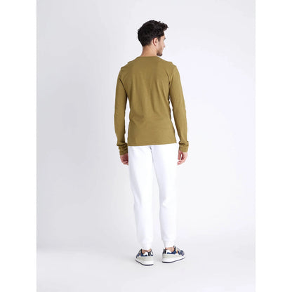 Brown Solid Polycotton T-shirt