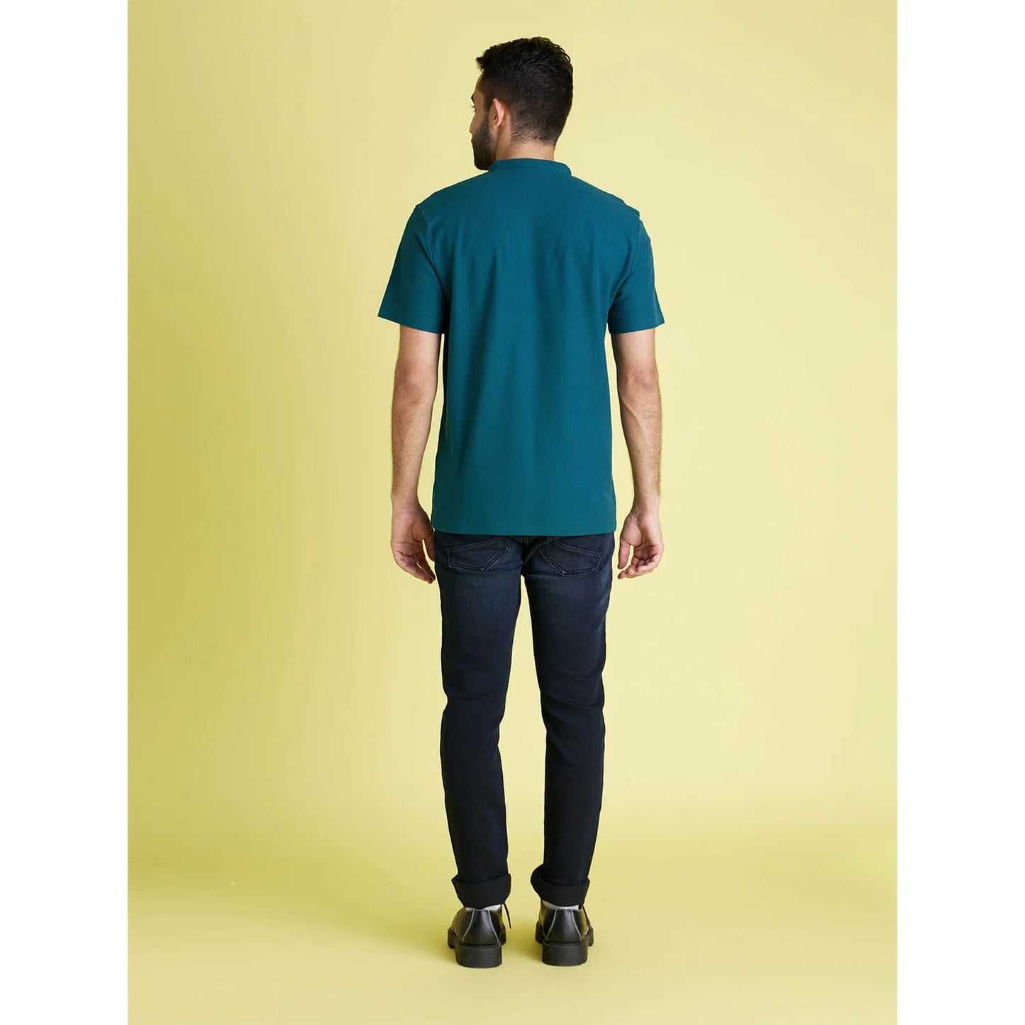 Green Solid Cotton Polo