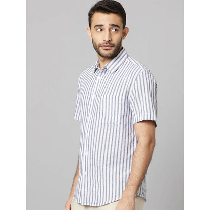 Green Striped Linen-Blend Shirt