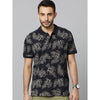Celio* Tropical Regular Fit Cotton Black T-Shirt