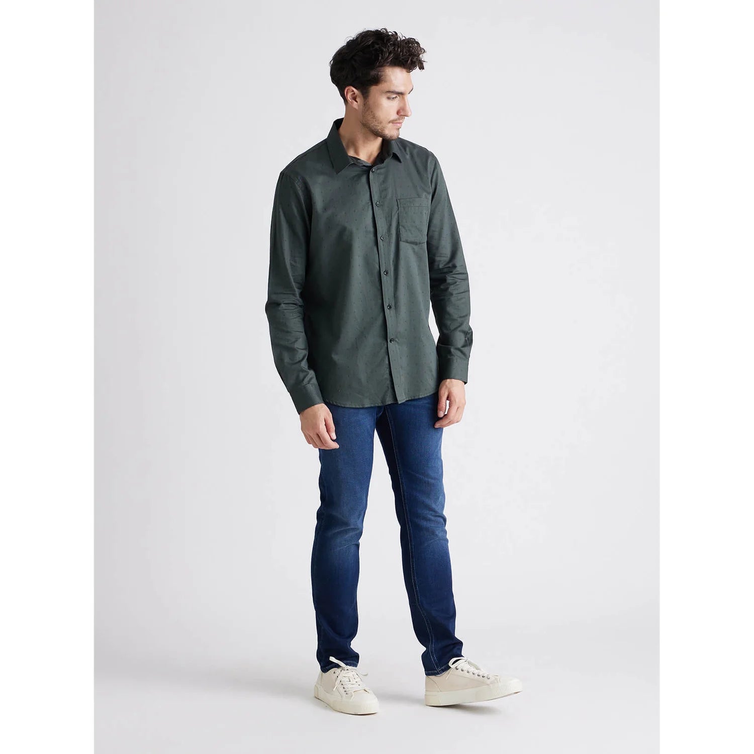 Green Solid Cotton Shirt