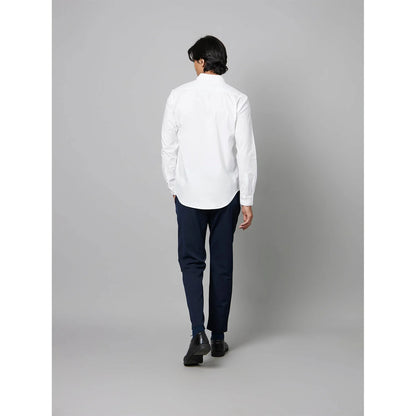 White Solid Cotton Blend Shirt