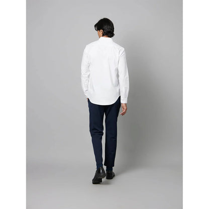 White Solid Cotton Blend Formal Shirt