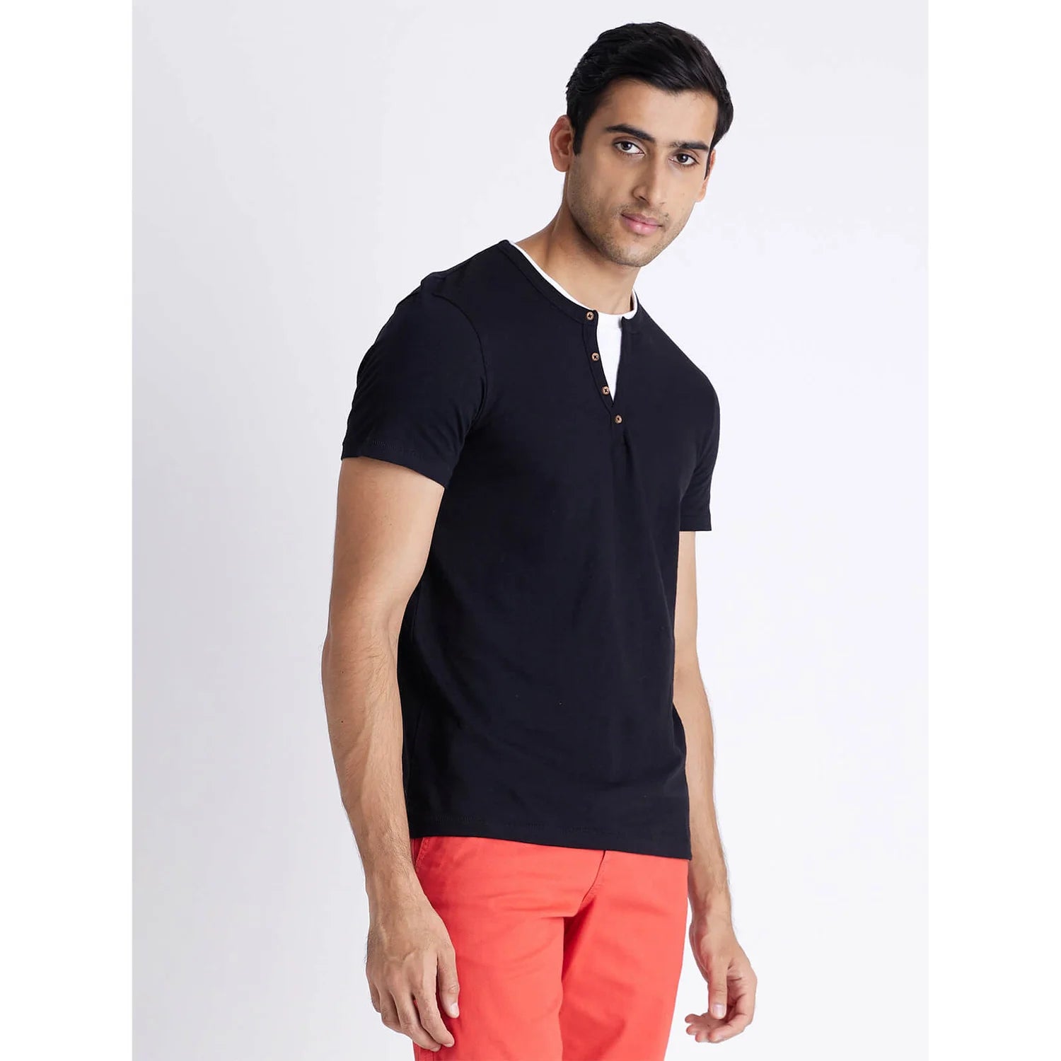 Black Solid Cotton T-shirt