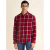 Celio* Checked Regular Fit Viscose Burgundy Shirt