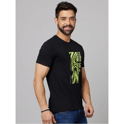 Black Printed Cotton T-shirt