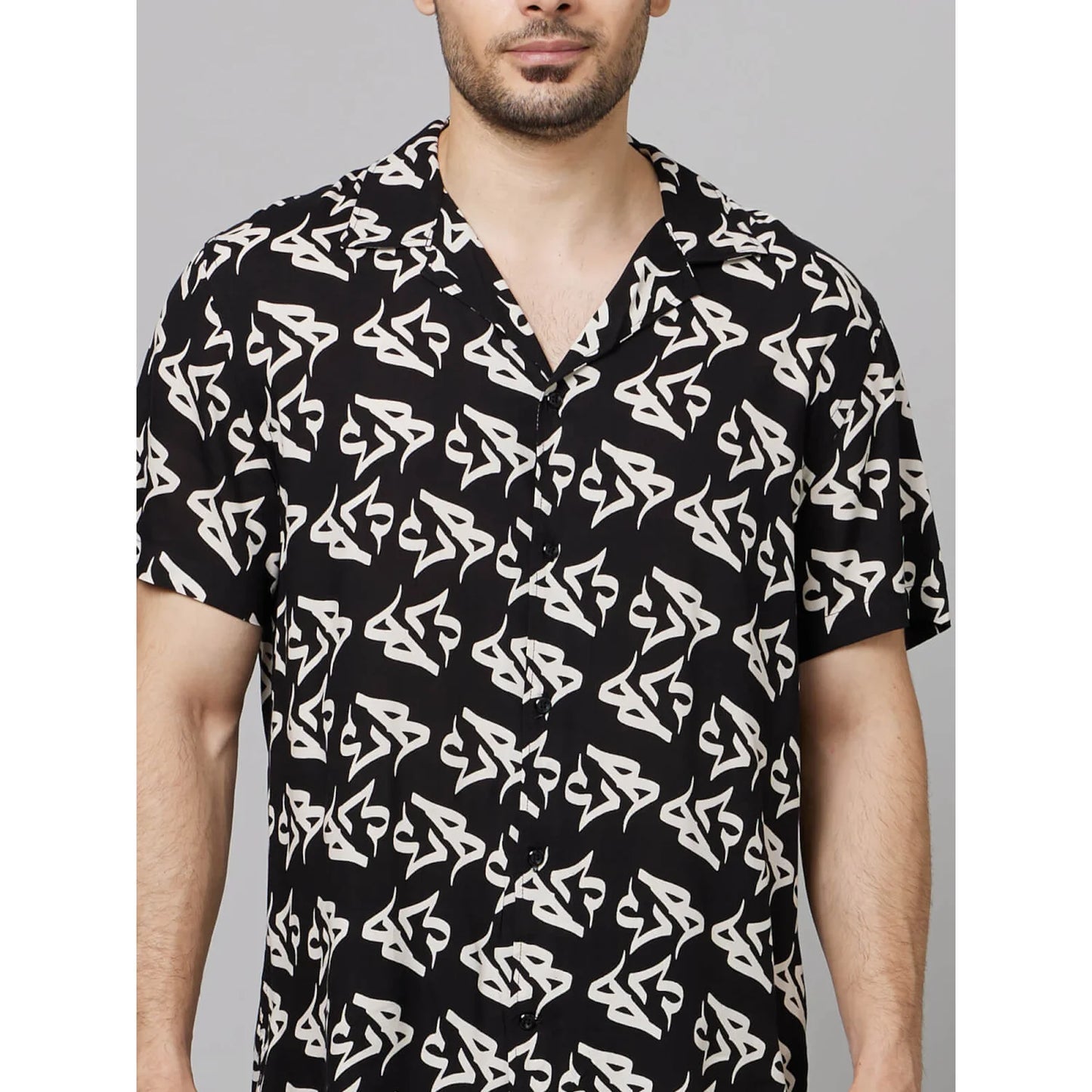 Black Printed Cotton Shirt