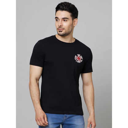 Black Printed Cotton T-shirt