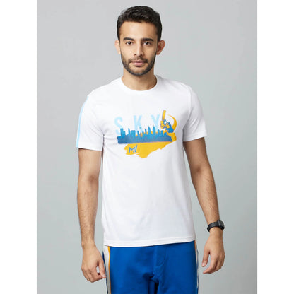 Mumbai Indians - White Printed Graphic Cotton T-shirt