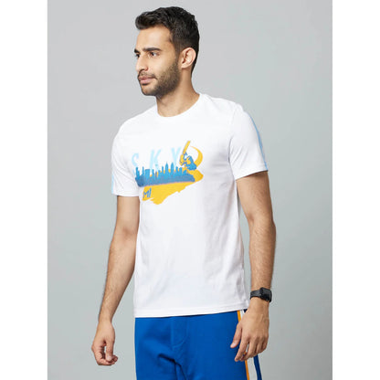 Mumbai Indians - White Printed Graphic Cotton T-shirt