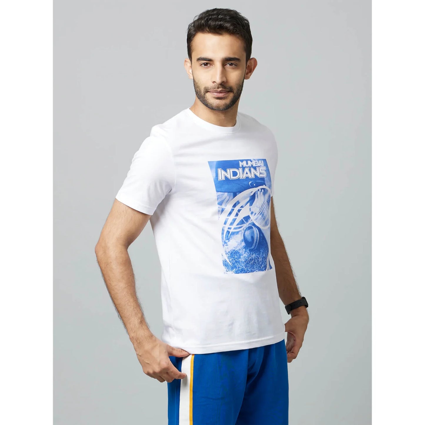 Mumbai Indians - White Graphic Cotton T-shirt