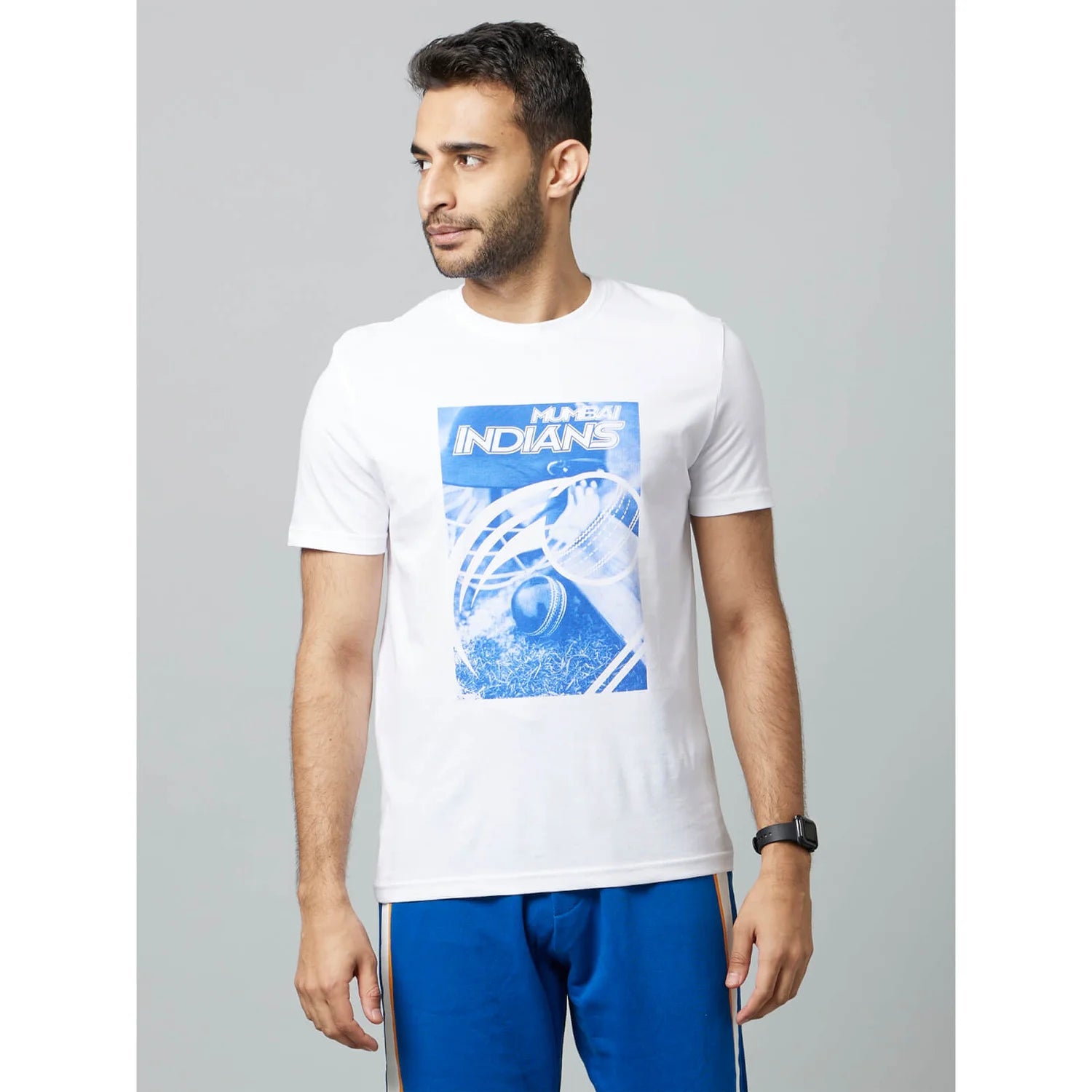 Mumbai Indians - White Graphic Cotton T-shirt