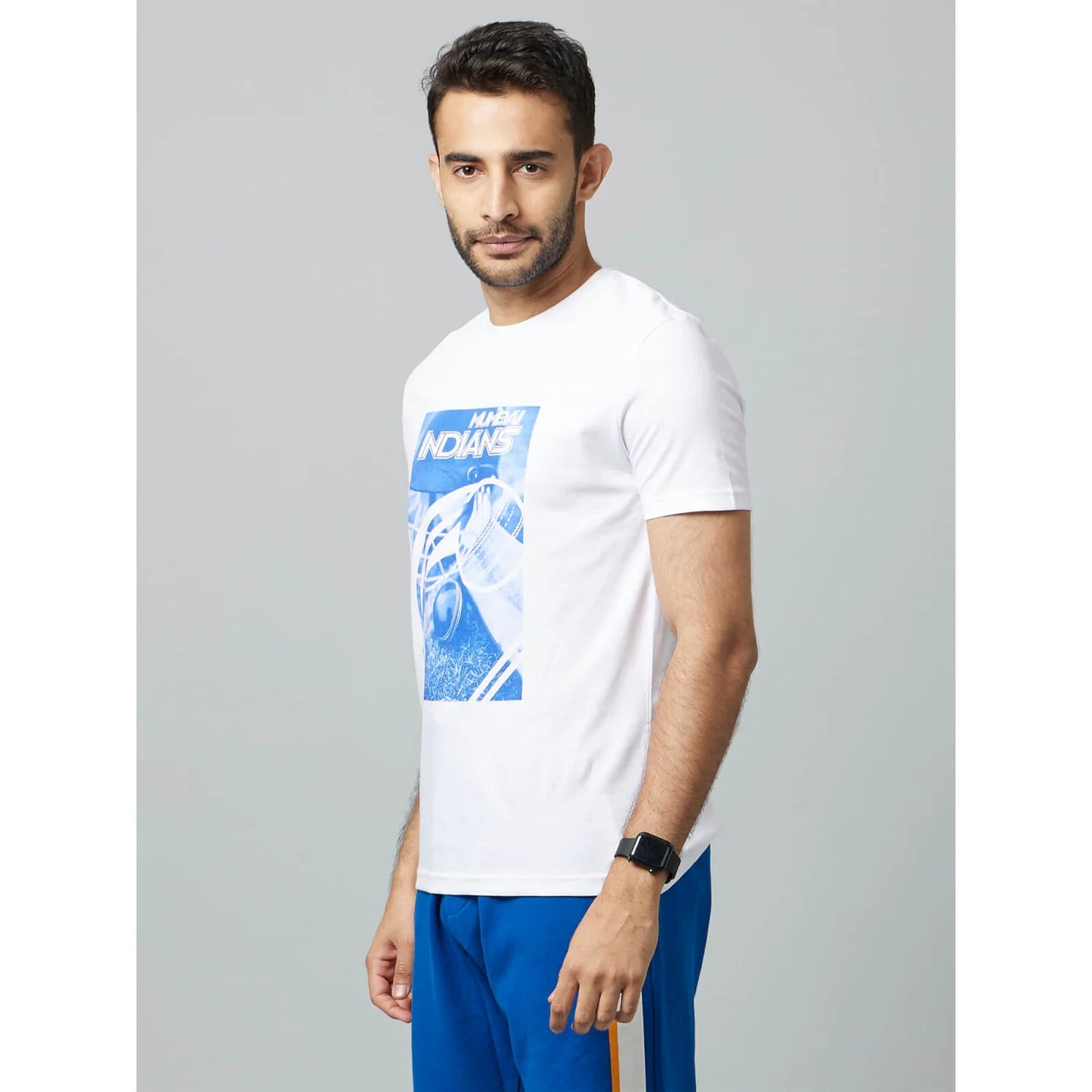 Mumbai Indians - White Graphic Cotton T-shirt