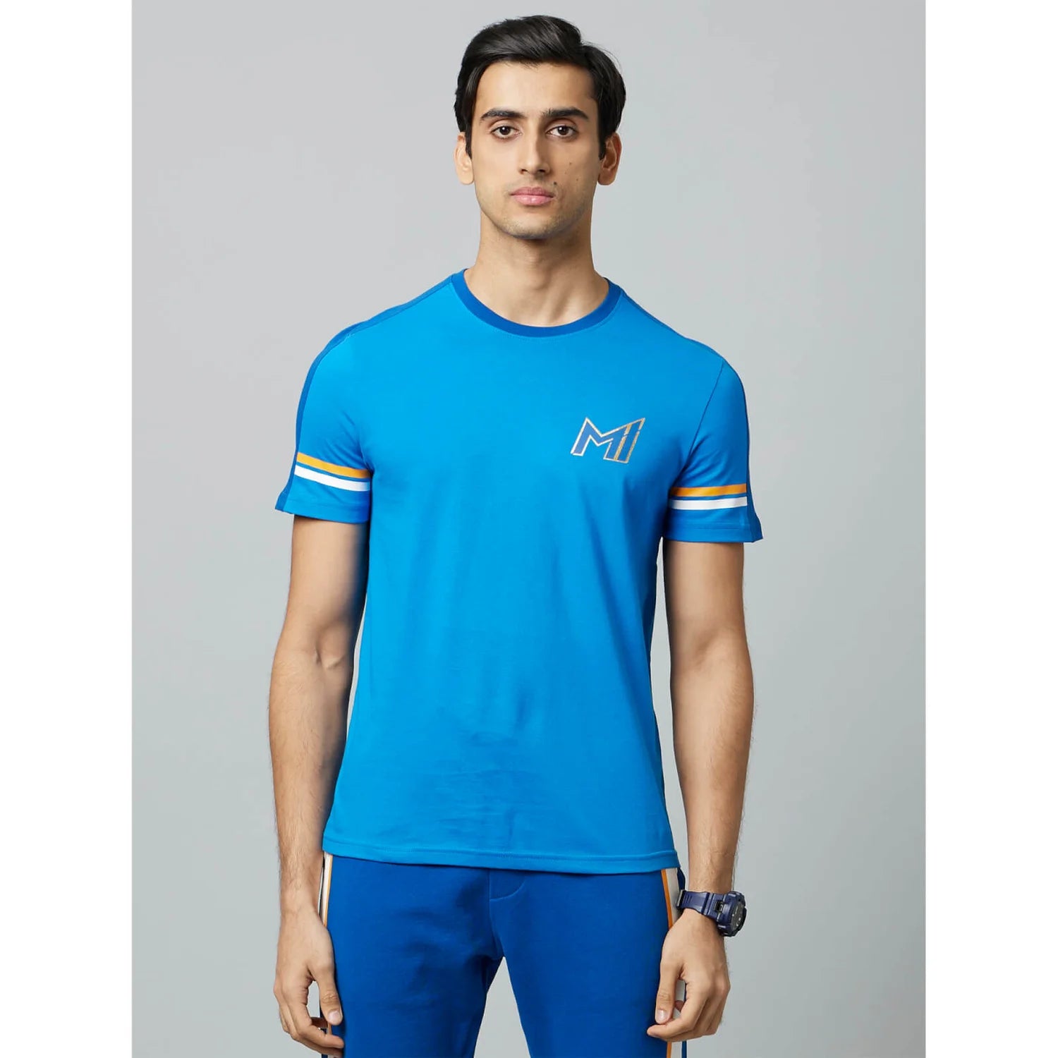 Mumbai Indians - Blue Printed Cotton T-shirt