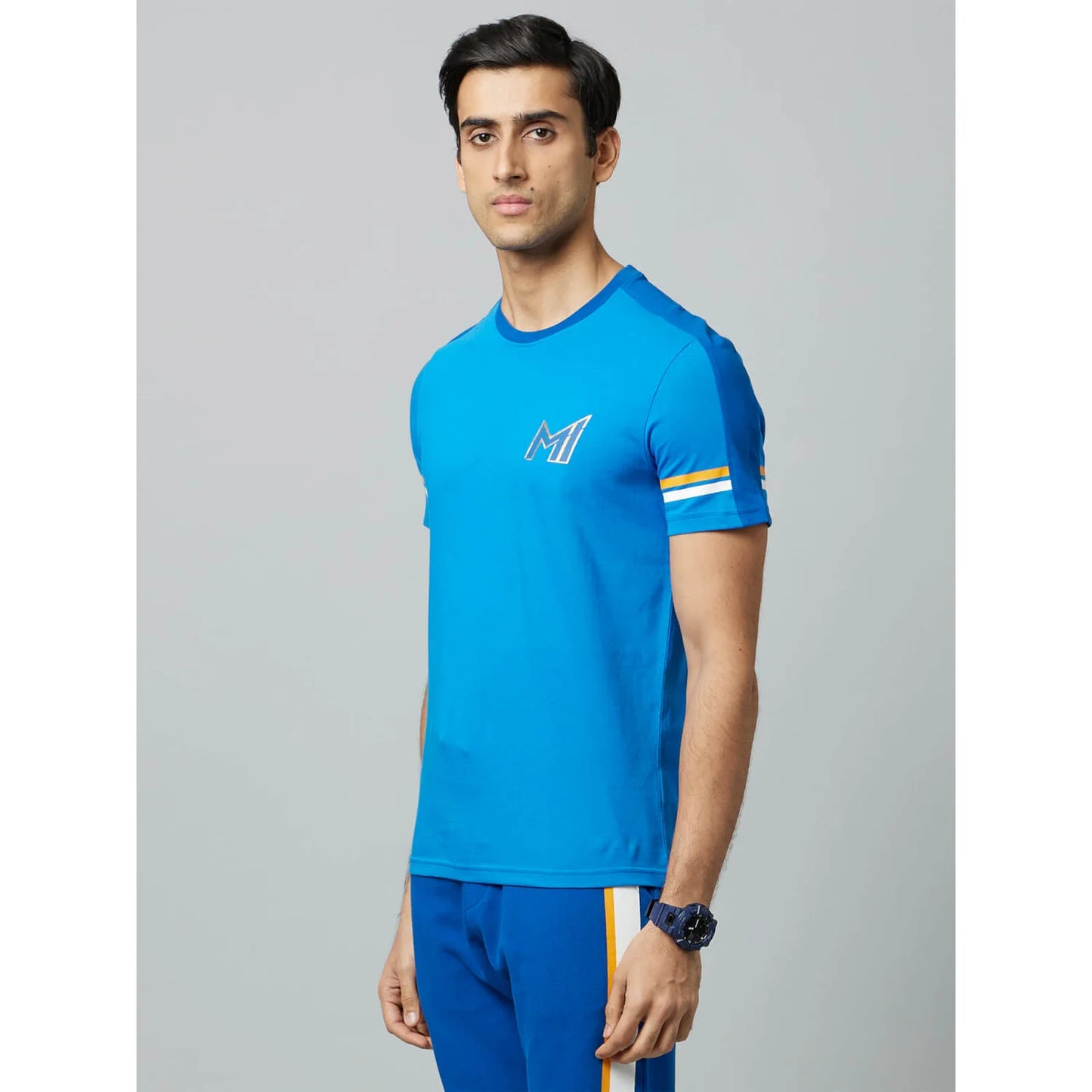 Mumbai Indians - Blue Printed Cotton T-shirt