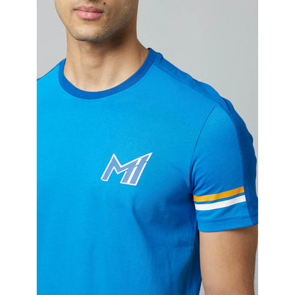 Mumbai Indians - Blue Printed Cotton T-shirt