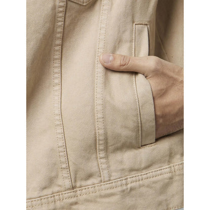 Khaki Solid Cotton Jacket