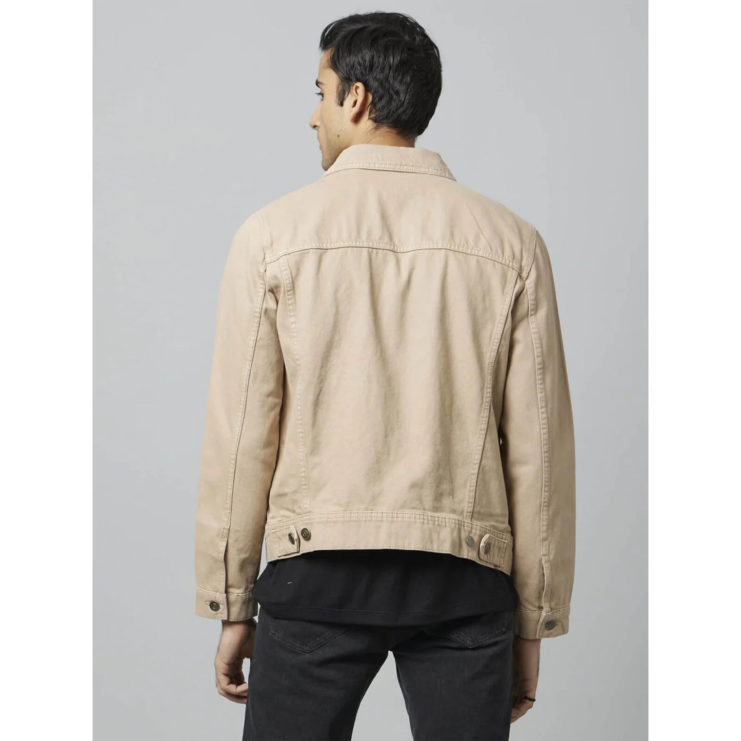 Khaki Solid Cotton Jacket