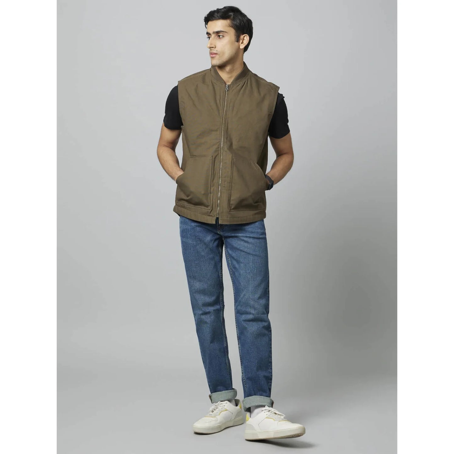 Olive Solid Cotton Jacket